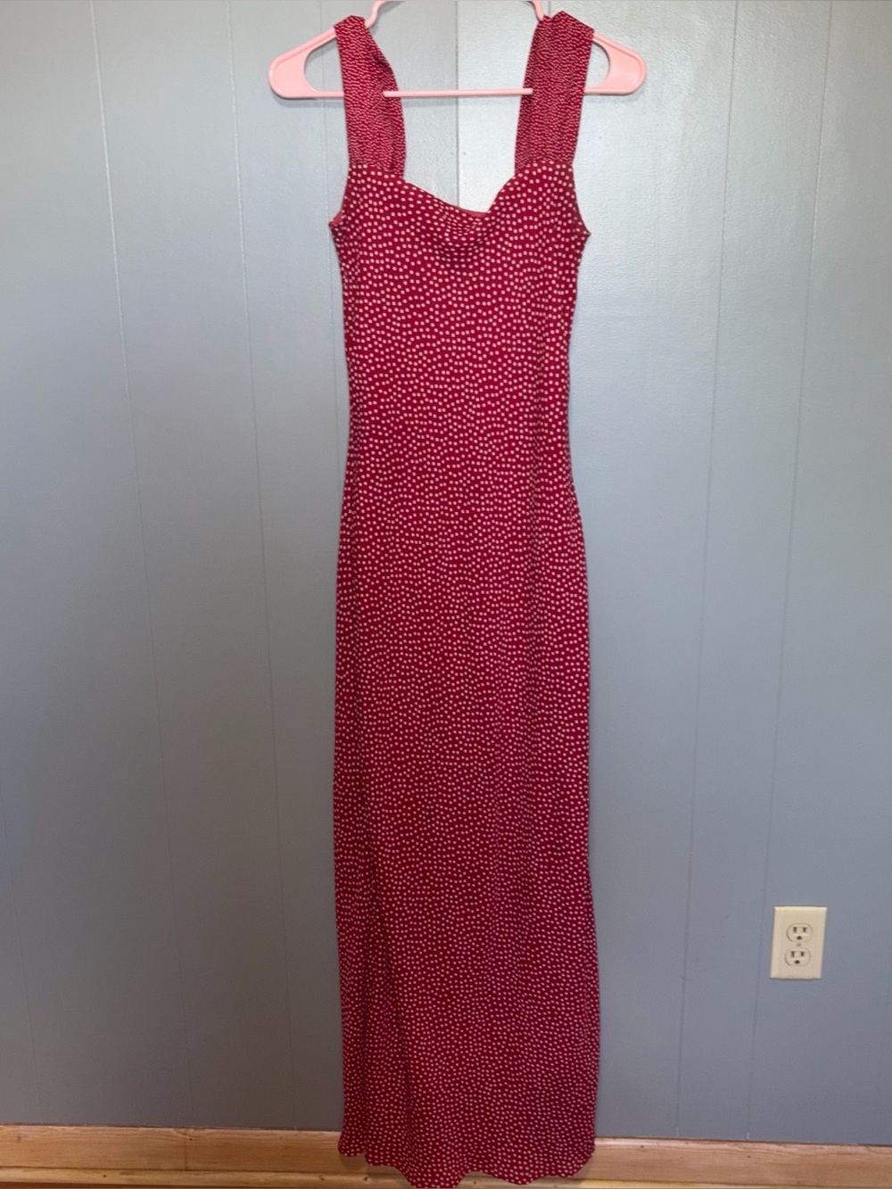 Vintage 90s Johnathan Martin Red White Polka Dot Sleeveless Maxi Dress Size 7